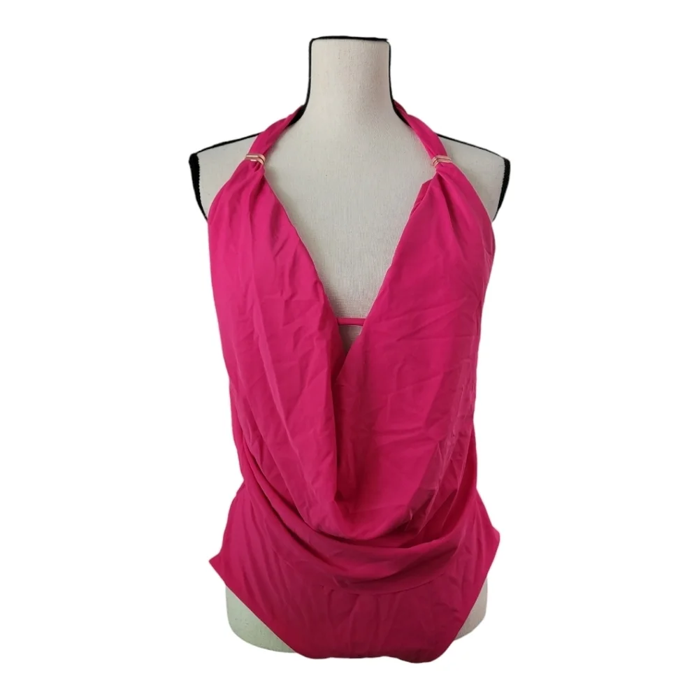 💕Bar III open back one piece swim suit‎ Womens Size Xl Hot Pink